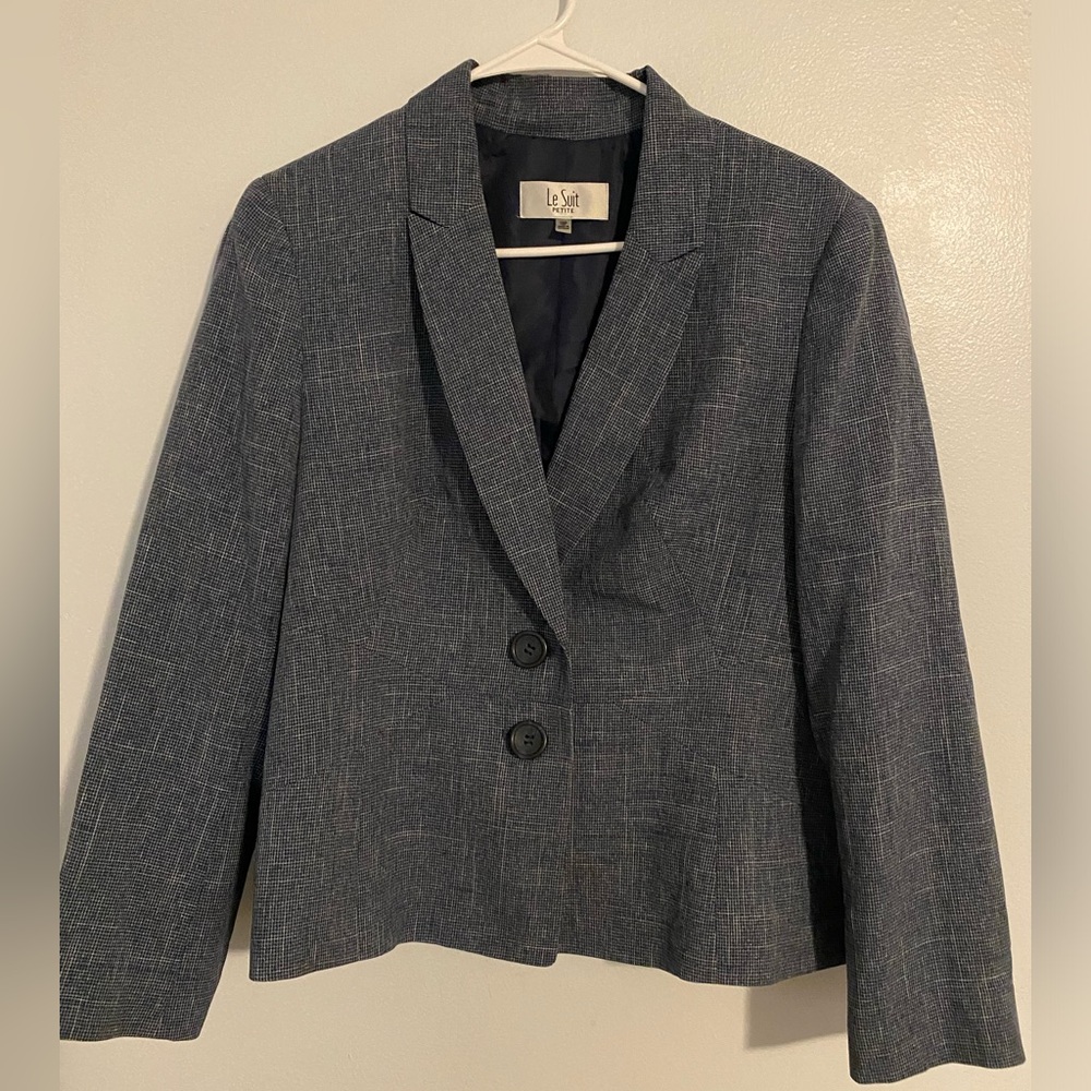 Le Suit petite blue pant suit 16p - Picture 3 of 12